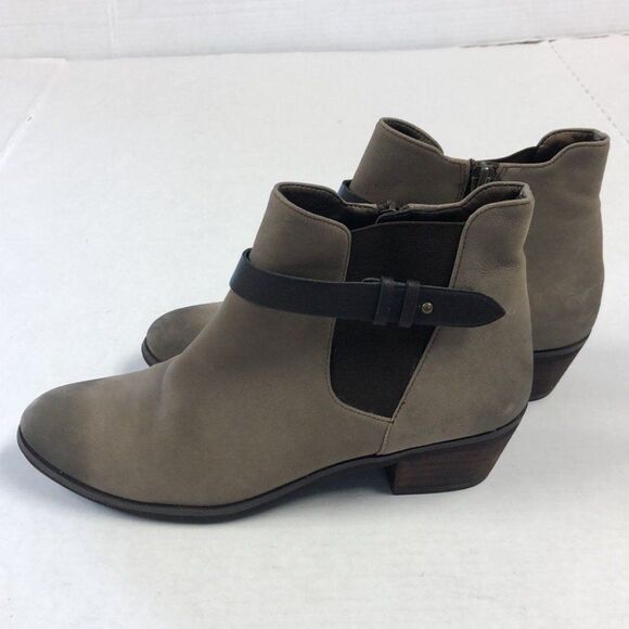 BP Leather Block Heel Ankle Boot Bootie Women's Size 7.5 Taupe Shoe Shootie NEW - Picture 8 of 12